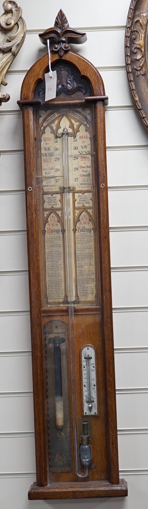 An Admiral Fitzroy oak cased barometer, 117cm *Please note the sale commences at 9am.